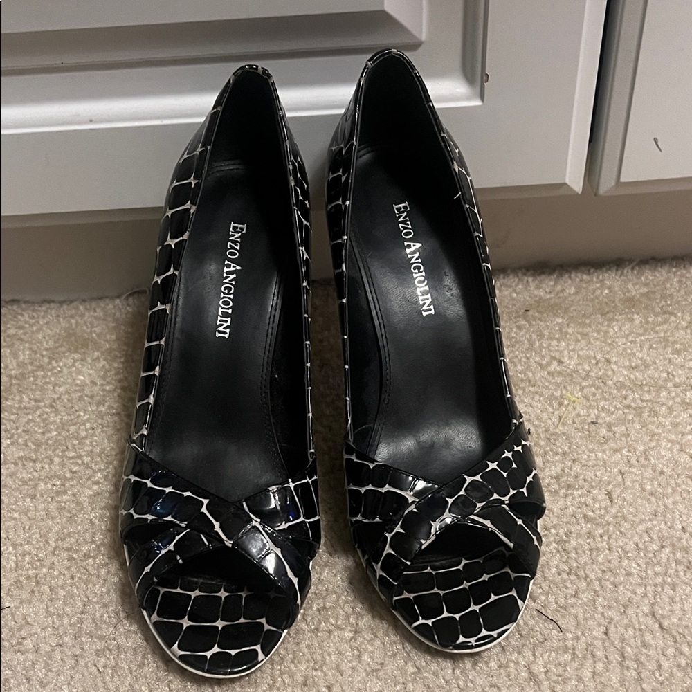 Enzo Angiolini Black and White Patterned Heels